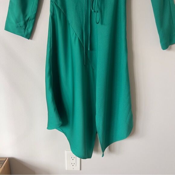 Cushnie for Target Emerald Green Long Sleeve Faux Wrap Asymmetrical Dress Size 0 - Picture 8 of 11